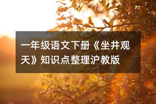 一年级语文下册《坐井观天》知识点整理沪教版