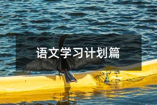 语文学习计划篇