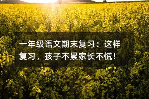 一年级语文期末复习:这样复习,孩子不累家长不慌!